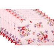 Clayre & Eef Placemats Set van 6 48x33 cm Roze Paars Katoen Rozen