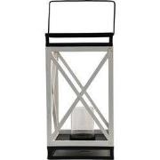 Clayre & Eef Lantaarn 38 cm Wit Zwart Hout
