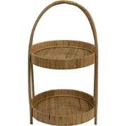Clayre & Eef Etagère 2 laags Ø 30x54 cm Bruin Rotan