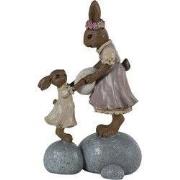 Clayre & Eef Beeld Konijn 10x6x17 cm Bruin Roze Polyresin