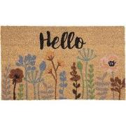 Clayre & Eef Deurmat 75x45 cm Bruin Kokos Bloemen