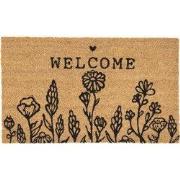 Clayre & Eef Deurmat 75x45 cm Bruin Zwart Kokos Bloemen