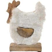 Clayre & Eef Beeld Haan 15x5x19 cm Wit Bruin Hout