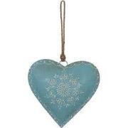 Clayre & Eef Kersthanger Hart 20x20 cm Blauw IJzer