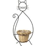 Clayre & Eef Bloempot Kat 27x16x52 cm Zwart IJzer