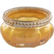 Clayre & Eef Theelichthouder Ø 6x4 cm Geel Goudkleurig Glas