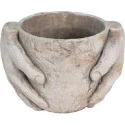 Clayre & Eef Bloempot 21x16x15 cm Grijs Steen Handen