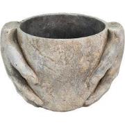 Clayre & Eef Bloempot 28x21x19 cm Grijs Steen Handen