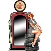 Clayre & Eef Spiegel Benzinepomp 53x80 cm Grijs Rood Metaal