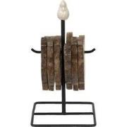 Clayre & Eef Onderzetters voor Glazen Kip 11x11x22 cm Bruin Hout