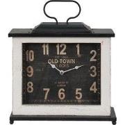 Clayre & Eef Tafelklok 36x10x32 cm Zwart Wit Hout