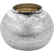 Clayre & Eef Theelichthouder Ø 11x8 cm Zilverkleurig Glas