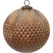 Clayre & Eef Kerstbal XL Bruin Glas