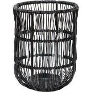 Clayre & Eef Windlicht Ø 12x17 cm Zwart Metaal