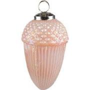 Clayre & Eef Kerstbal Eikel Ø 7 cm Roze Glas