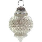 Clayre & Eef Kerstbal Ø 8 cm Zilverkleurig Grijs Glas