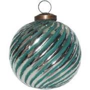 Clayre & Eef Kerstbal Ø 10 cm Groen Zilverkleurig Glas