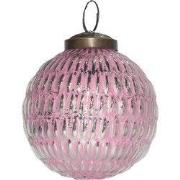 Clayre & Eef Kerstbal Ø 7 cm Roze Glas