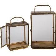 Clayre & Eef Lantaarn Set van 2 Koperkleurig Metaal