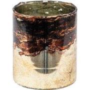 Clayre & Eef Theelichthouder Ø 11x13 cm Goudkleurig Bruin Glas