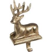 Clayre & Eef Haak Kerstsok Rendier 20 cm Goudkleurig Aluminium