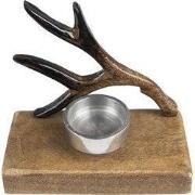 Clayre & Eef Theelichthouder 13 cm Bruin Hout Gewei