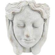 Clayre & Eef Bloempot Hoofd Ø 11x20 cm Grijs Steen