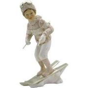 Clayre & Eef Beeld Kind 19 cm Roze Wit Kunststof