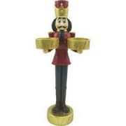 Clayre & Eef Theelichthouder Notenkraker 28 cm Rood Groen Kunststof