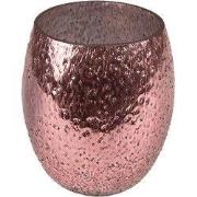 Clayre & Eef Theelichthouder Ø 10x10 cm Roze Glas