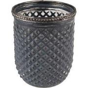 Clayre & Eef Theelichthouder Ø 9x11 cm Grijs Glas