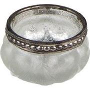 Clayre & Eef Theelichthouder Ø 5x3 cm Wit Glas