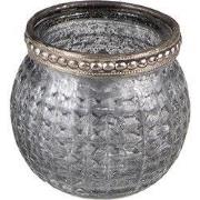 Clayre & Eef Theelichthouder Ø 6x5 cm Grijs Glas