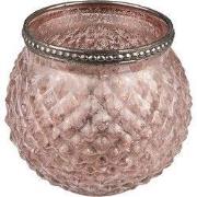 Clayre & Eef Theelichthouder Ø 10x9 cm Roze Glas