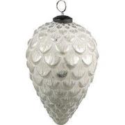 Clayre & Eef Kerstbal Ø 10 cm Zilverkleurig Wit Glas