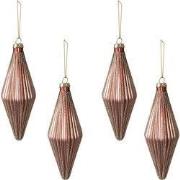 Clayre & Eef Kerstbal Set van 4 Ø 5 cm Roze Glas