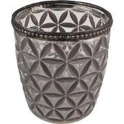 Clayre & Eef Theelichthouder Ø 9x9 cm Grijs Glas