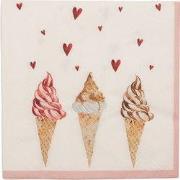 Clayre & Eef Servetten Papier Set van 20 33x33 cm (20) Beige Roze Papi...