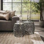 Hoyz - Bijzettafel Maze set van 2 - Zandgegoten - Zwart/ Grijs Nikkel