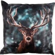 Clayre & Eef Kussenhoes 45x45 cm Groen Bruin Polyester Hert
