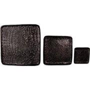 Clayre & Eef Decoratie Dienblad Set van 3 36 cm Zwart Aluminium