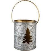 Clayre & Eef Waxinelichthouder Ø 9x10 cm Grijs Goudkleurig IJzer Kerst...