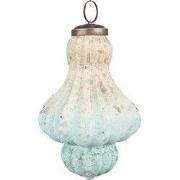 Clayre & Eef Kerstbal 12 cm Turquoise Beige Glas
