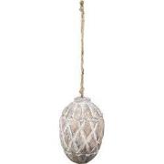 Clayre & Eef Kersthanger Dennenappel Ø 11x15 cm Bruin Grijs Hout