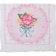 Clayre & Eef Gastendoekje 40x66 cm Roze Blauw Katoen Roos