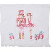 Clayre & Eef Gastendoekje 40x66 cm Wit Roze Katoen Notenkraker en Ball...