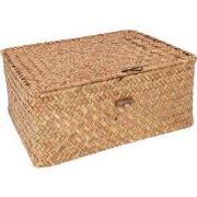 QUVIO Opbergmand - 29 x 19 x 12 cm - Rotan - Bruin