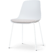 Nora-Liv eetkamerstoel wit met beige zitkussen - wit onderstel