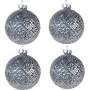 Clayre & Eef Kerstbal Set van 4 Ø 8 cm Blauw Glas