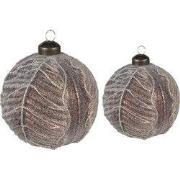 Clayre & Eef Kerstbal Set van 2 Ø 10 / Ø 8 cm Bruin Glas